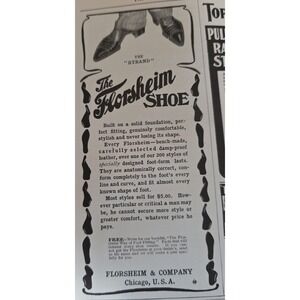 Vintage 1903 Florsheim Shoe Print Ad The Strand Men's Fashion Chicago Ephemera